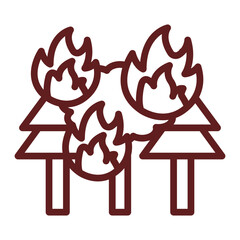 Burning Forest Vector Line Maroon Icon Design