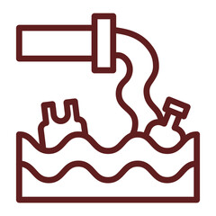 Wastewater Discharge Vector Line Maroon Icon Design