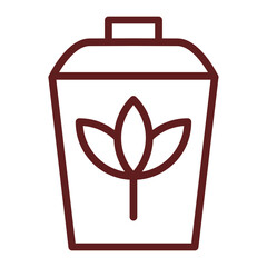 Compost Bin Vector Line Maroon Icon Design
