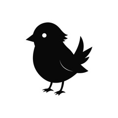 Elegant Silhouette of Little Bird Vector Illustration