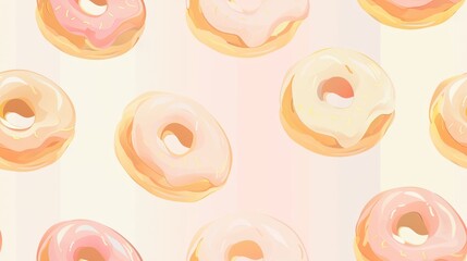 An illustrator design of a minimal doughnut pattern, soft pastel colors, near a subtle gradient background