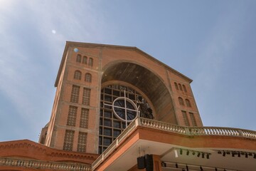 Aparecida, Brazil. Cathedral Basilica of Our Lady Appeared on a sunny day with blue sky in the background..