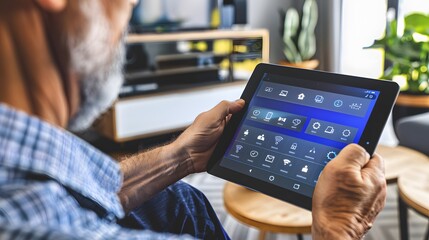 Ai technology in daily life. People using futuristic innovation indoor for modern life.