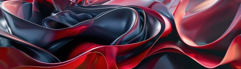 Abstract, colorful, and fluid art composition with vibrant red and black hues, creating a dynamic and visually captivating design.