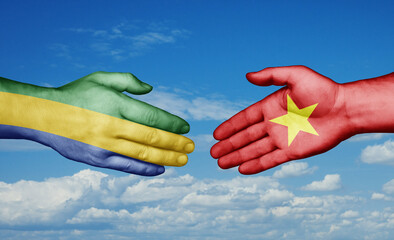 Vietnam and Gabon country handshaking with flags, consensus concept international co-operation illustration