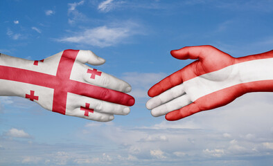 Austria and Georgia country handshaking with flags, consensus concept international co-operation illustration