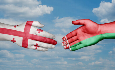 Belarus and Georgia country handshaking with flags, consensus concept international co-operation illustration