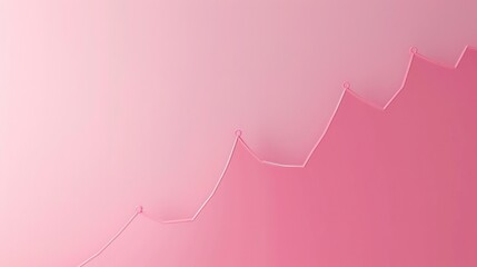 Clean line graph on pastel pink background, upward curve, market growth representation, minimal style
