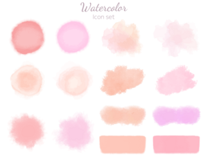 水彩テクスチャのアイコンセット　ピンク系