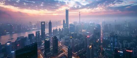 Fototapeta premium Chinese tech companies challenge US dominance in global cloud computing services.
