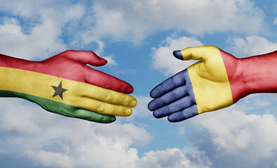 Republic of Chad and Ghana country handshaking with flags, consensus concept international co-operation illustration