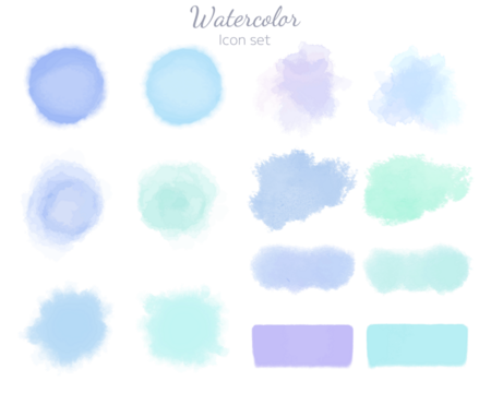 水彩テクスチャのアイコンセット　ブルー系