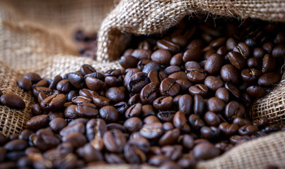 Fototapeta premium Pictures of coffee and coffee beans, coffee plants