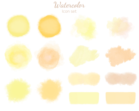 水彩テクスチャのアイコンセット　オレンジ系