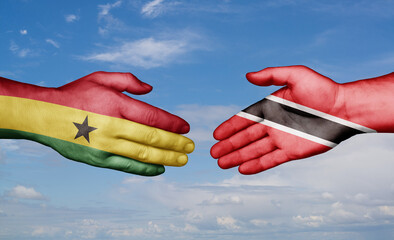 Trinidad and Tobago and Ghana country handshaking with flags, consensus concept international co-operation illustration