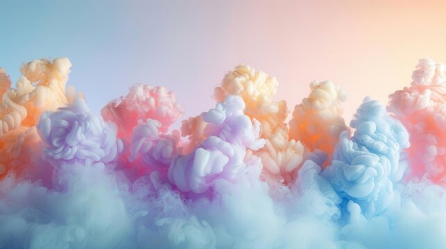 An artistic presentation of fluffy cotton candy in soft pastel hues