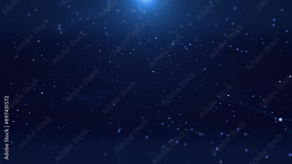 Fototapete Digital polygon geometric pattern fly through on empty copy space. Data network structure flowing simulation 4K motion background