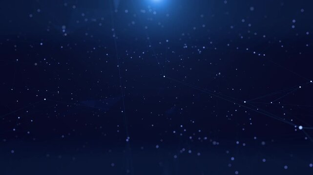 Digital polygon geometric pattern fly through on empty copy space. Data network structure flowing simulation 4K motion background