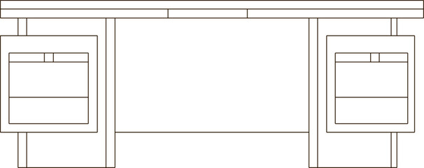 Vector silhouette illustration sketch detailed drawing of interior architectural design of work desk furniture for office employees