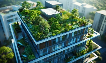 Eco-friendly architecture incorporating green roofs and sustainable materials for energy-efficient buildings