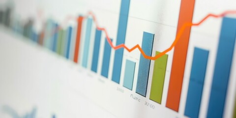 Clean white background displaying a bar graph with a prominent increase in stock values, reflecting market growth.