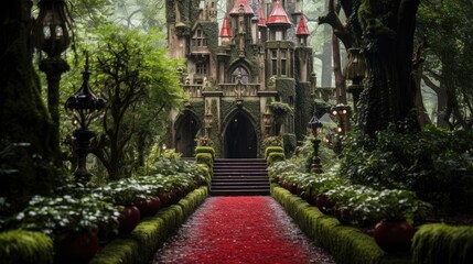 Haunted house outdoors nature red.  