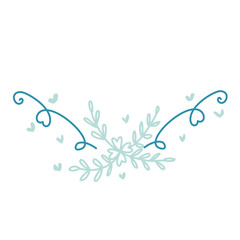 Floral frame illustration line color decoration design icon line green blue