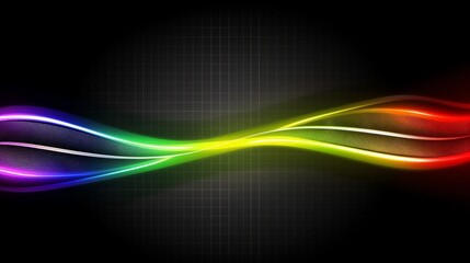Naklejka premium Captivating rainbow light wave gracefully cascades against a dark backdrop, forming a vibrant and modern pattern
