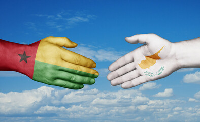 Cyprus and Guinea-Bissau country handshaking with flags, consensus concept international co-operation illustration