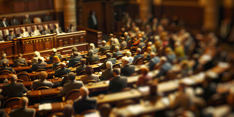 Obraz premium Voices of Democracy: A bustling legislative chamber, filled with politicians debating and voting for the greater good.