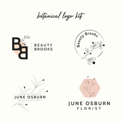 Set of floral, botanical logo design vectors