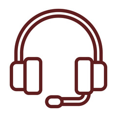 Headphone Vector Line Maroon Icon Design