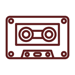 Cassette Vector Line Maroon Icon Design