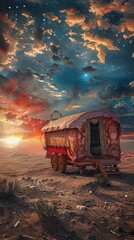 Arabian Nights Desert Caravan, 4K hyperrealistic photo