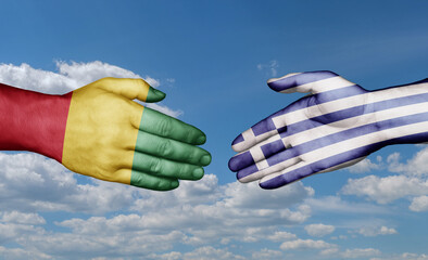 Greece and  Guinea-Conakry country handshaking with flags, consensus concept international co-operation illustration