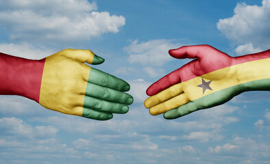 Ghana and  Guinea-Conakry country handshaking with flags, consensus concept international co-operation illustration