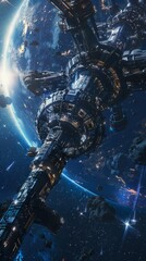 Celestial Space Station Galaxy, 4K hyperrealistic photo