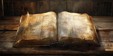 Prayer Book's Calligraphy: An open book of prayers, resting on a worn leather lectern.