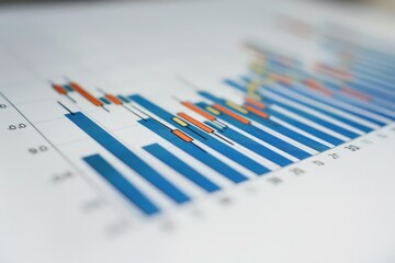 Clean white surface featuring a bar chart with a dramatic rise in stock prices, reflecting strong market performance.