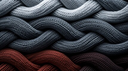 Fototapeta premium Abstract woven pattern in shades of blue, brown, and gray. A textured background with a warm and inviting feel.