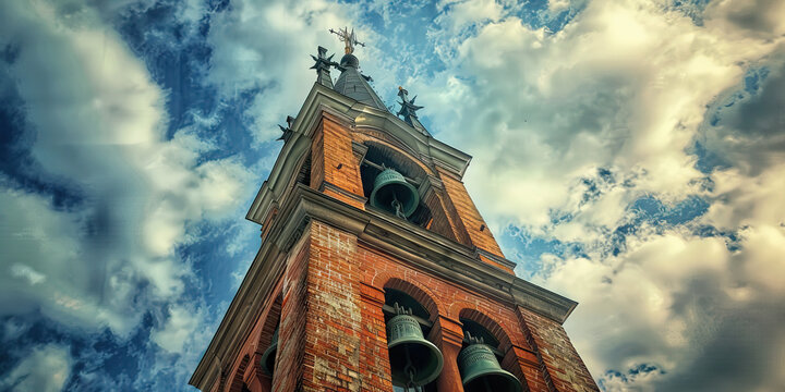 Venerable Bell Tower: A towering spire, crowned with a weathervane and peals of bronze bells