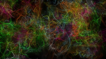 Beautiful illustration of colorful smoke on plain black background