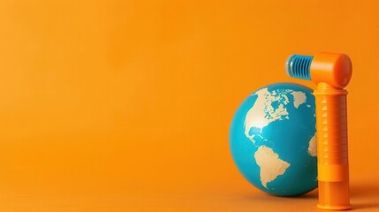 Inhaler with a globe background, World Asthma Day, global asthma care