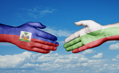 Bulgaria and Haiti country handshaking with flags, consensus concept international co-operation illustration
