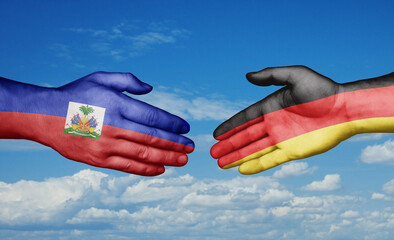 Germany and Haiti country handshaking with flags, consensus concept international co-operation illustration