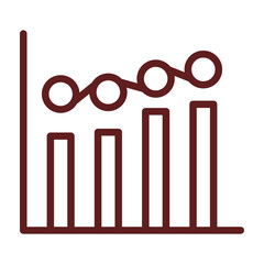 Bar Graph Vector Line Maroon Icon Design