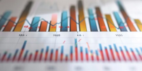 Clean white surface showcasing a bar graph with a sudden increase in stock values, indicating remarkable market growth.