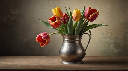 highquality still life for a bouquet of tulip in vinta background © Alteisen Riese