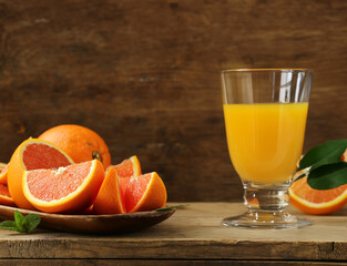 fresh oranges and juice for a healthy diet