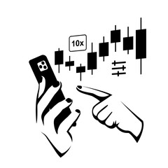 Phone screen with financial trading graph. Trades on financial stock exchange. Tradings concept. Stock exchange. Forex market. Vector illustration flat design.